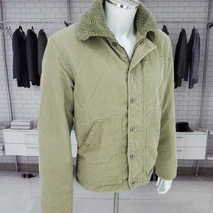 DIESEL JACKET Corduroy Shepia Fur Zip-up Coat Vintage Sz Large